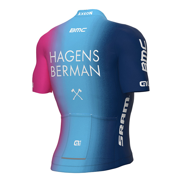 2022 Cycling Jersey Hagens Berman Axeon Fuchsia Sky Bluee Short Sleeve and Bib Short